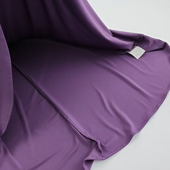 Cleo Petite Formal V Neck Sleeveless Dress Purple Ruched Waist Drapy Size 8 - Picture 9 of 13